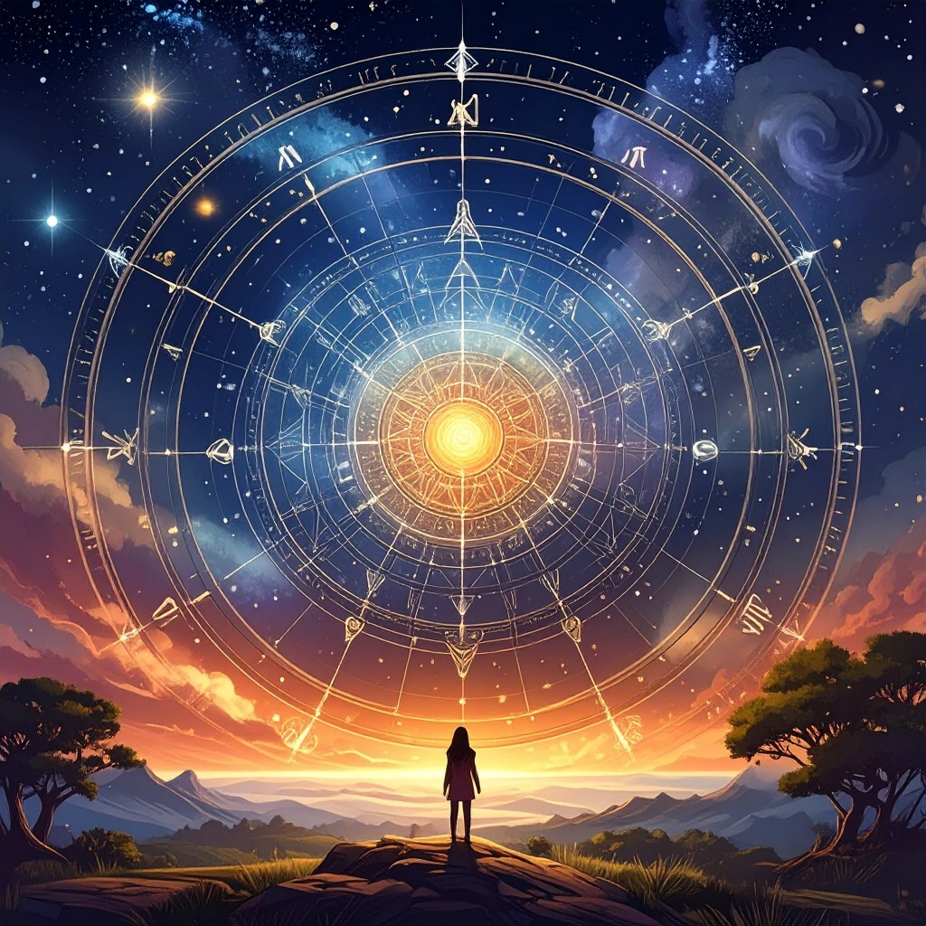 An night sky back drop for an astro birth chart.